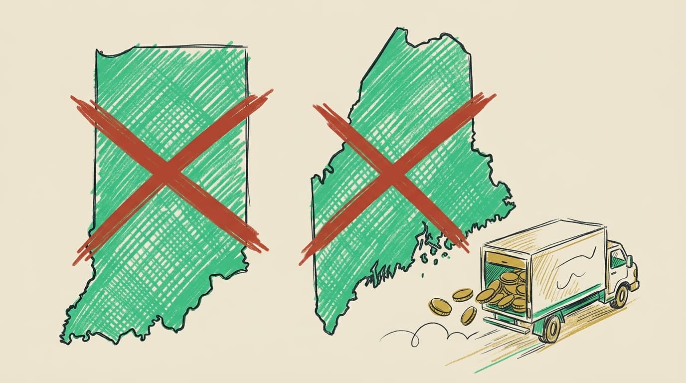 Indiana and Maine Sweepstakes Casino Bans Take Effect as Operators Exit